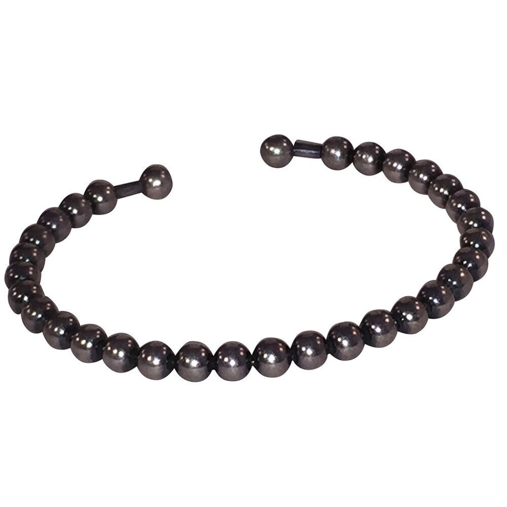 Italian Antiqued Sterling Silver Ball Bead Cuff Bracelet